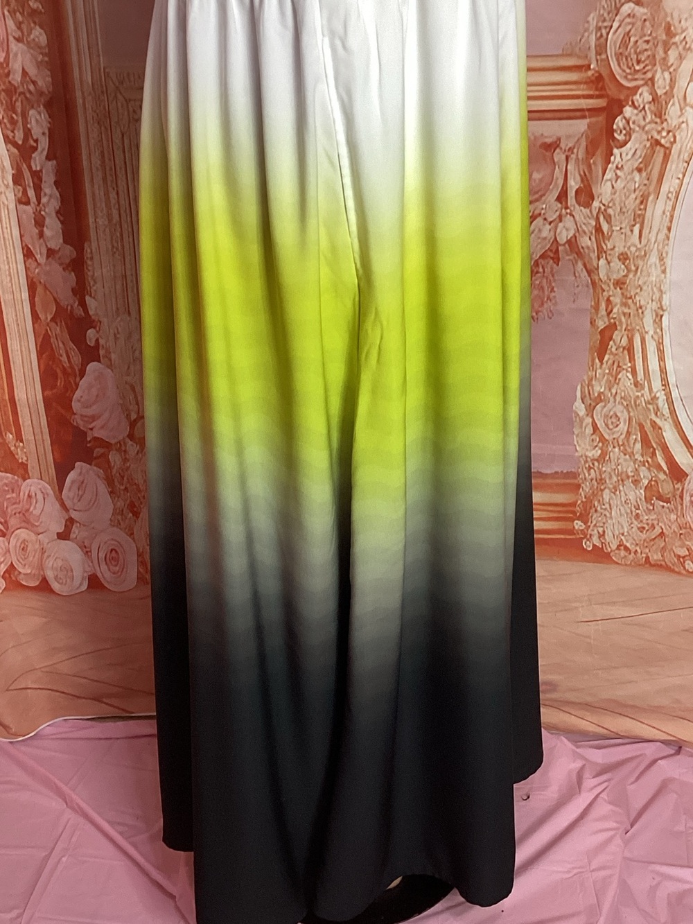 White to Lime Ombre Spaghetti-Strap Maxi Dress - Picture 11 of 15